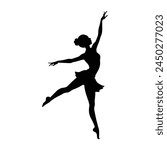 silhouette  of a woman dancer on white