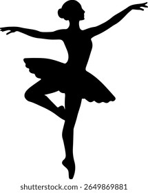 silhouette of woman dancing arabesque pose