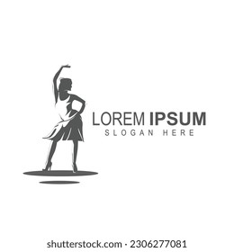 Silhouette of woman dancing logo isolated white background 