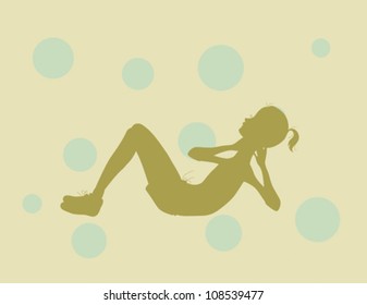 Silhouette Woman Doing Crunches