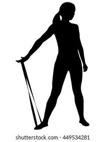 Silhouette of woman doing exercises