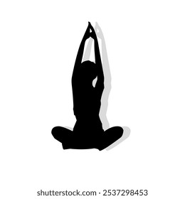 Silhouette of woman doing yoga with lotus pose