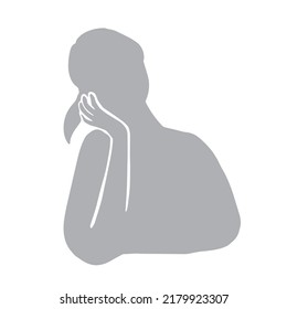  Silhouette of woman dozing with her cheeks