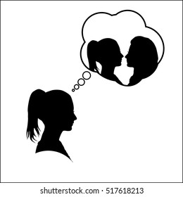 Silhouette of a woman dreaming
