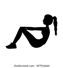 silhouette with woman exercise abs