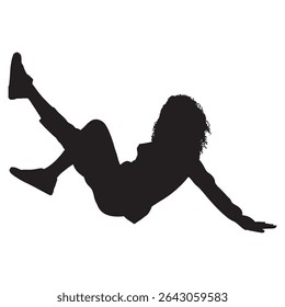 Silhouette of Woman Falling Backwards with Arms and Legs Outstretched