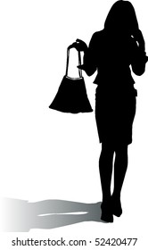 Silhouette woman with fashion handbag