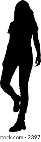silhouette woman fashion vector on white background