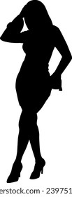 silhouette woman fashion vector on white background