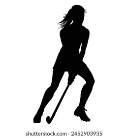 silhouette of a woman Field Hockey on white