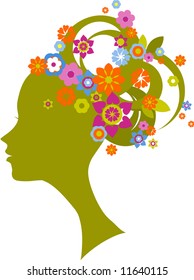 silhouette of the woman with flower
