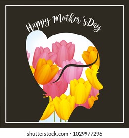 silhouette woman flowers background happy mothers day