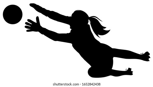 Silhouette Of A Woman Football Goalkeeper Vector Illustration
