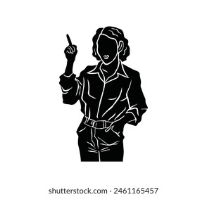 Silhouette of Woman with Forefinger, art vector design