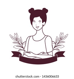 silhouette of woman with garland and ribbon