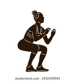 silhouette woman, girl squats on a white background vector