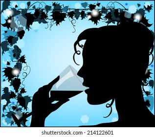 Silhouette of a woman with a glass