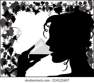 Silhouette of a woman with a glass