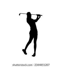 Silhouette of Woman golfer in action illustration vector