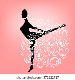 Silhouette of woman in graceful  movement 