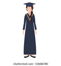 silhouette woman with graduation outfit and ponytail hair