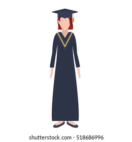 silhouette woman with graduation outfit and redhair