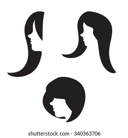 Silhouette woman with hair. vector illustration