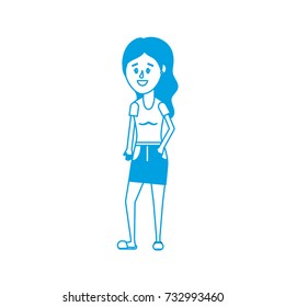 silhouette woman with hairstyle and blouse and skirt
