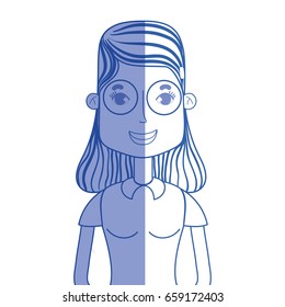 silhouette woman with hairstyle and glasses