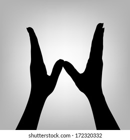 Silhouette Woman Hand. Letter W