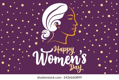 Silhouette of woman with Happy Women's Day text. International Women Day