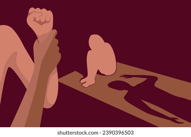 Silhouette of woman, harassment vector illustration. hands of man touching women. Violence against women, Workplace bullying concept