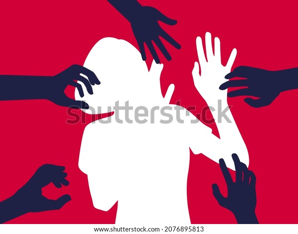 Silhouette Woman Harassment Vector Illustration Hands Stock Vector Royalty Free 2076895813 2713