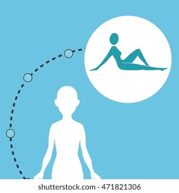 silhouette woman healthy yoga vector illustration icon