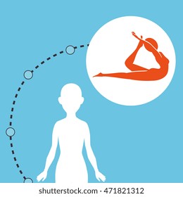 silhouette woman healthy yoga vector illustration icon