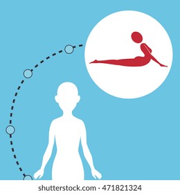silhouette woman healthy yoga vector illustration icon
