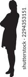 A silhouette of a woman with her arms crossed.