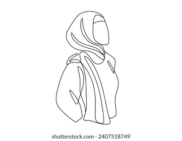 Silhouette of a woman in hijab. Symbol of belonging to Islam. A must-have item of clothing for women. World Hijab Day. Images produced without the use of any form of AI software at any stage. 