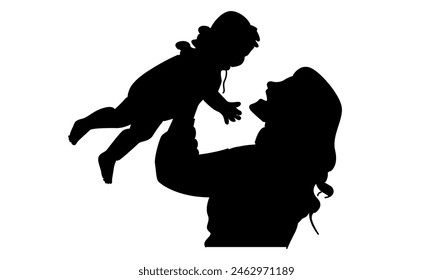 silhouette of woman hold her baby. Happy Mother day
