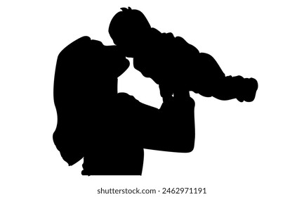 silhouette of woman hold her baby. Happy Mother day