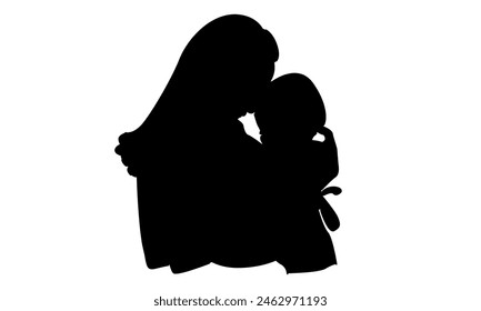 silhouette of woman hold her baby. Happy Mother day