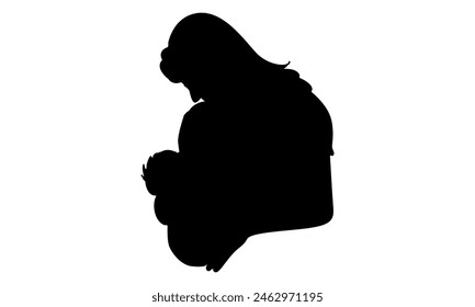 silhouette of woman hold her baby. Happy Mother day