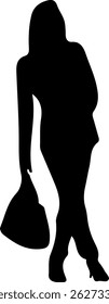 silhouette of a woman holding bag