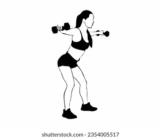 silhouette of a woman holding a barbell