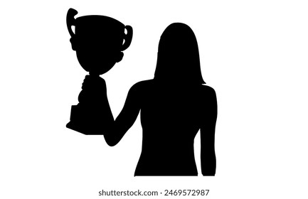 silhouette of woman holding golden trophy