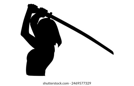silhouette of woman holding japan sword