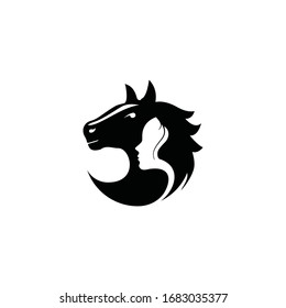 silhouette of a woman and horse