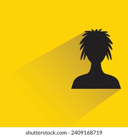 silhouette woman icon with shadow on yellow background