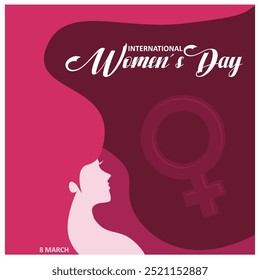 Silhouette of a woman for International Women's Day. Women's rights activism. Women's Day concept. Flat vector illustration.