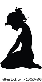 Silhouette Of A Lonely Woman Kneeling On The Floor And Asking For Help And  Praying, Arms Up Royalty Free SVG, Cliparts, Vectors, and Stock  Illustration. Image 131301687.